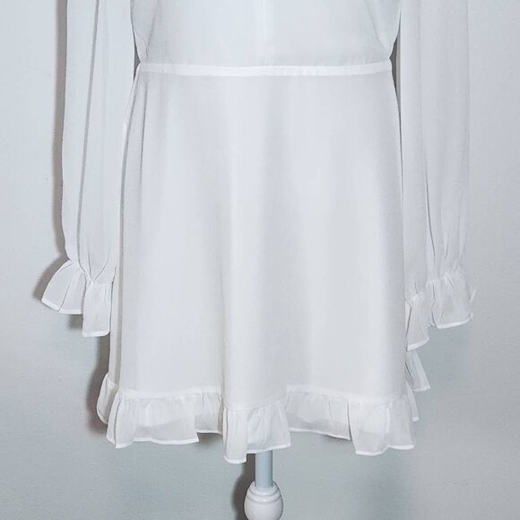 Lulus White Ruffled Hem Mini Dress with Open Back NWT Size Small - Picture 5 of 11